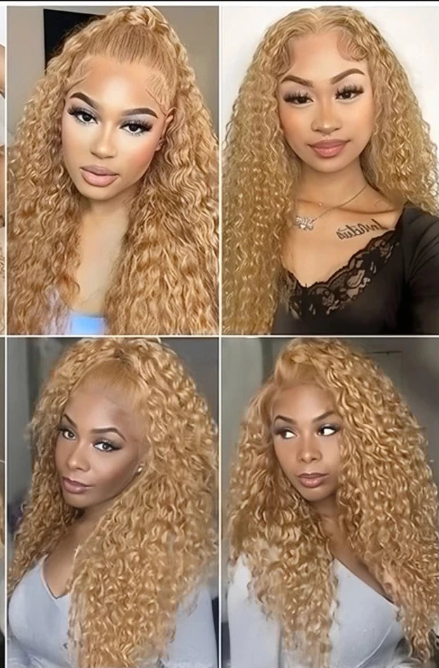 Honey Blonde  Deep Wave Lace Front Wig