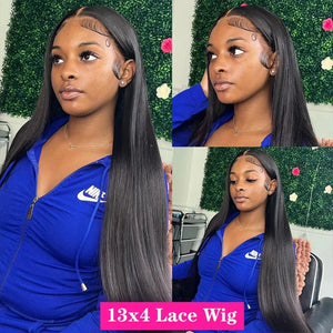 Bone Straight HD Lace Frontal Wig. Pre-Plucked Brazilian Transparent 13x4 Lace Front.