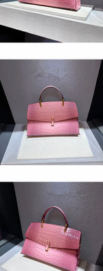 Load image into Gallery viewer, Shell-Shaped Crocodile Pattern Leather Bag – Luxe Texture, Bold Silhouette
