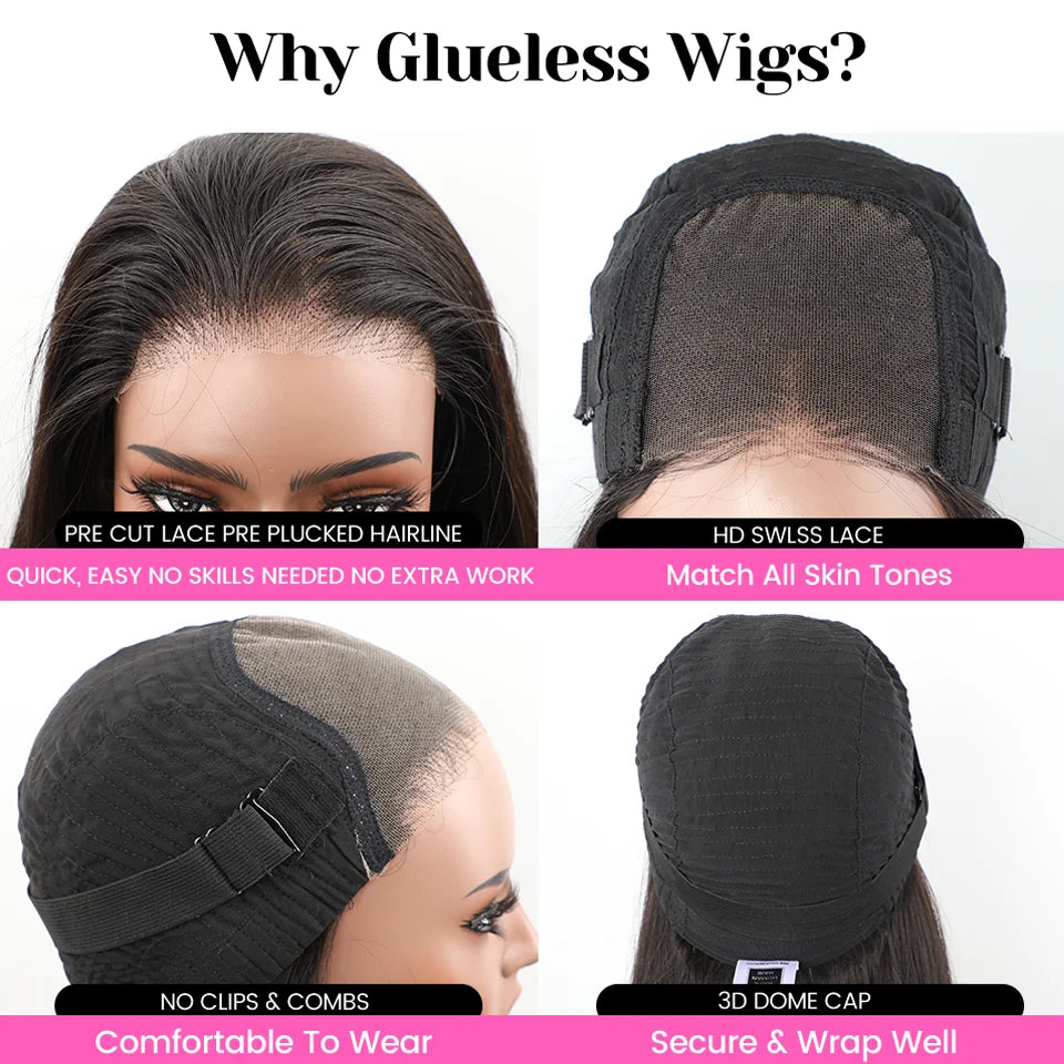 Glueless Straight Bob Wig Chocolate Brown Lace Front Human Hair Wigs. PreCut PrePlucked Short Bob Wigs. Wear Go.