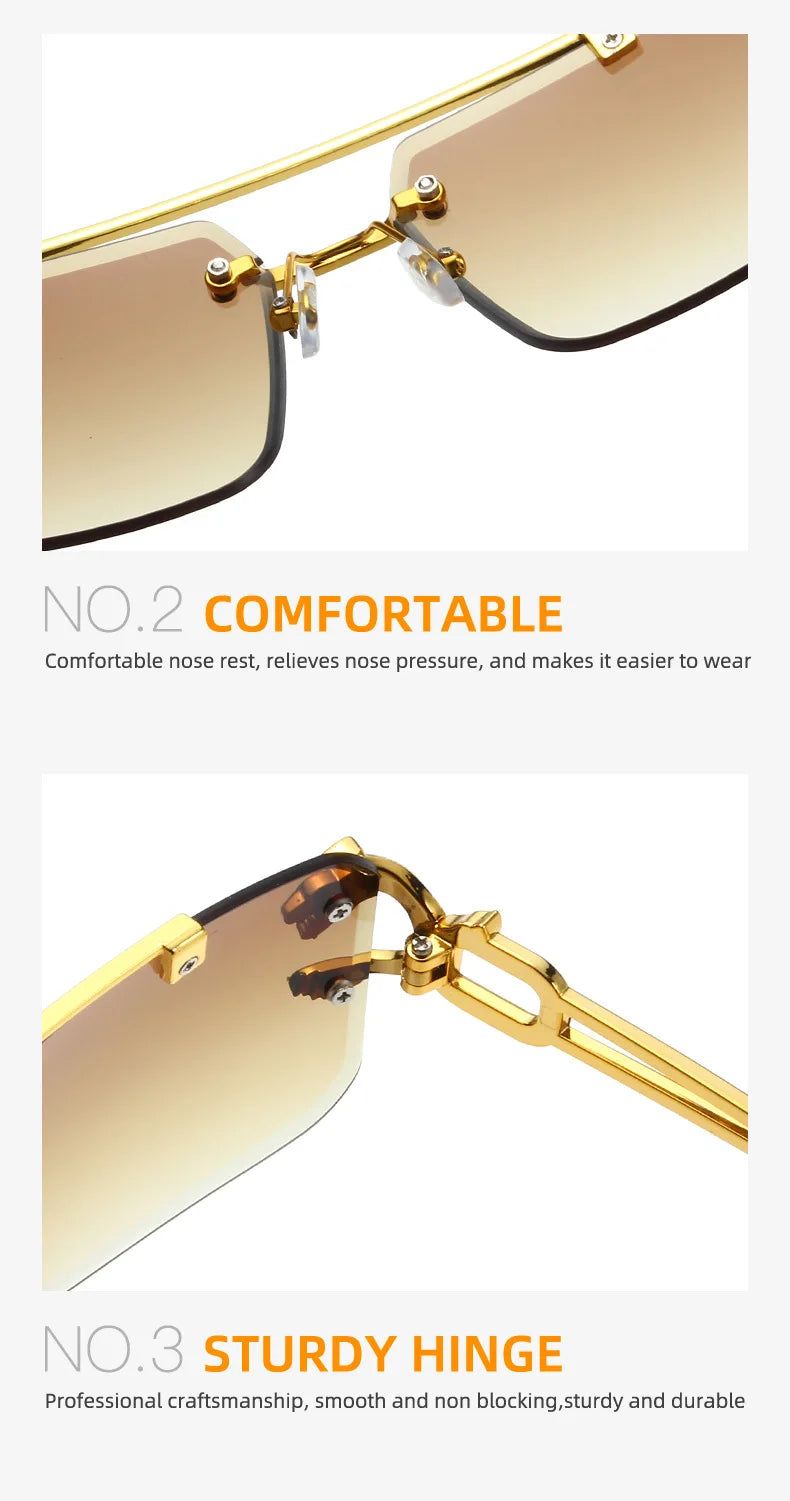 The Luxe Frame – Rimless Square Sunglasses
