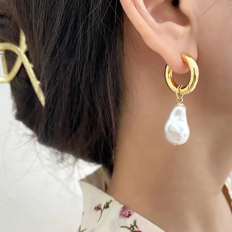 Gold & Pearl Drop Earrings – Timeless Elegance with a Modern Twist