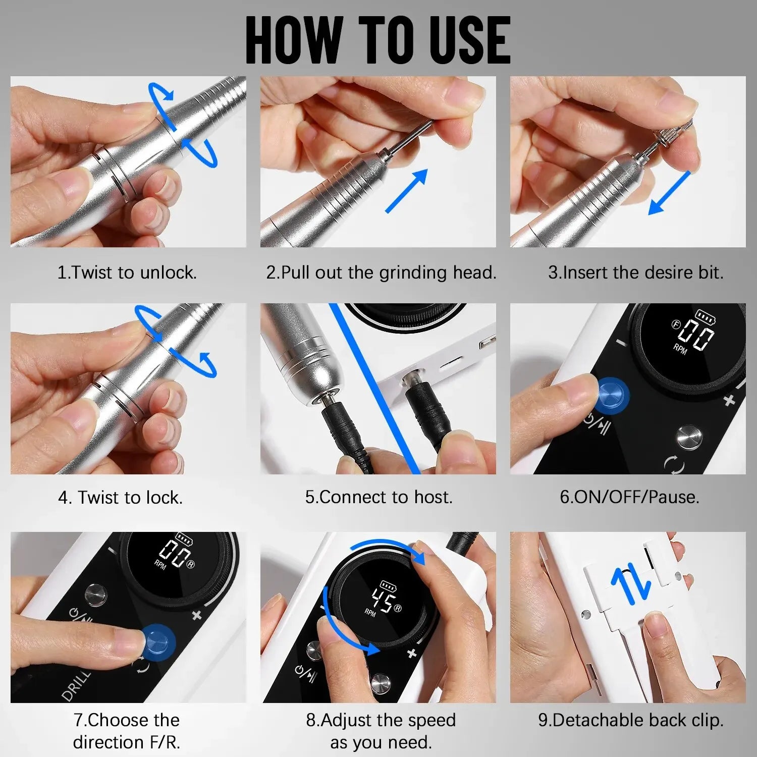 Electric Portable Nail File Machine