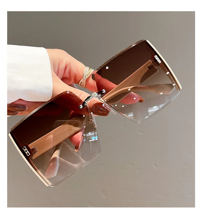 Square Frameless Retro Sunglasses – Bold, Lightweight Statement Shades