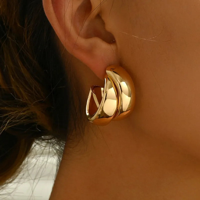 Bold Geometry Double Ring Hoops – Statement Earrings