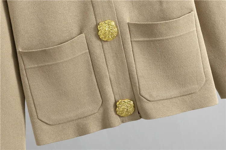 2-Piece Knit Lounge Set with Gold Button Detail – Cozy Meets Chic