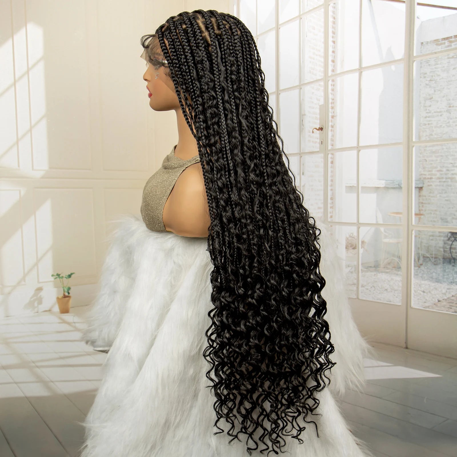 36 Inches Boho Braided Wigs with Baby Hair/Knotless Box Braid Wig