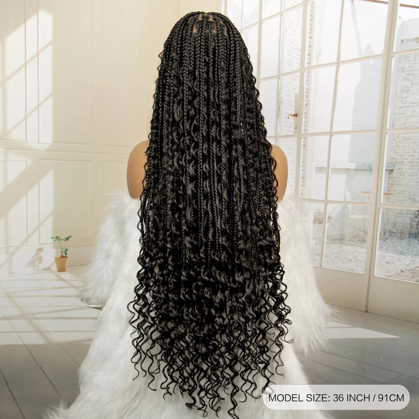 36 Inches Boho Braided Wigs with Baby Hair/Knotless Box Braid Wig