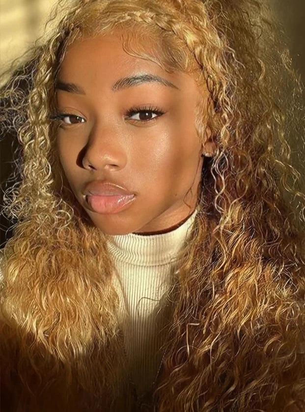Honey Blonde  Deep Wave Lace Front Wig