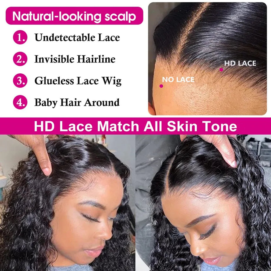 Deep Wave Hd Transparent Lace Frontal Wig. 13x4 13x6 Glueless 5X5 6X4 Curly Lace Front Wig