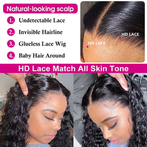 Deep Wave Hd Transparent Lace Frontal Wig. 13x4 13x6 Glueless 5X5 6X4 Curly Lace Front Wig