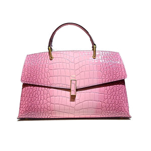 Shell-Shaped Crocodile Pattern Leather Bag – Luxe Texture, Bold Silhouette