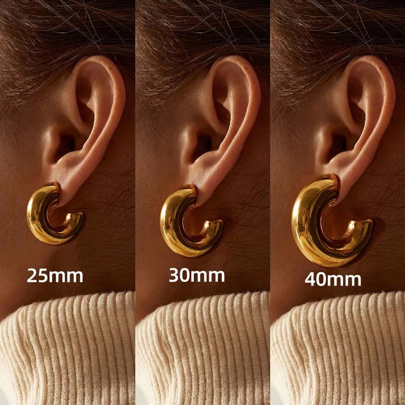Chunky C-Shaped Earrings – Bold. Sculptural. Statement-Ready