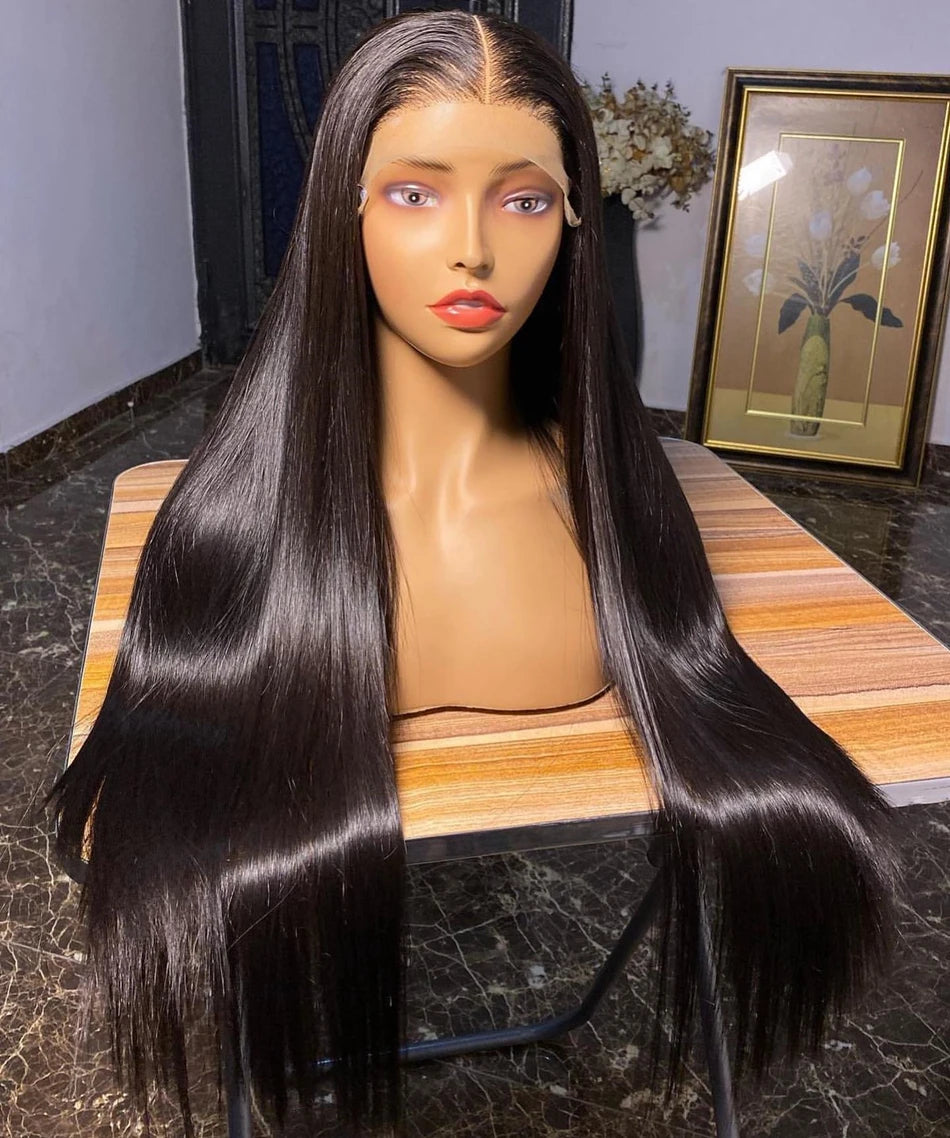 Bone Straight HD Lace Frontal Wig. Pre-Plucked Brazilian Transparent 13x4 Lace Front.