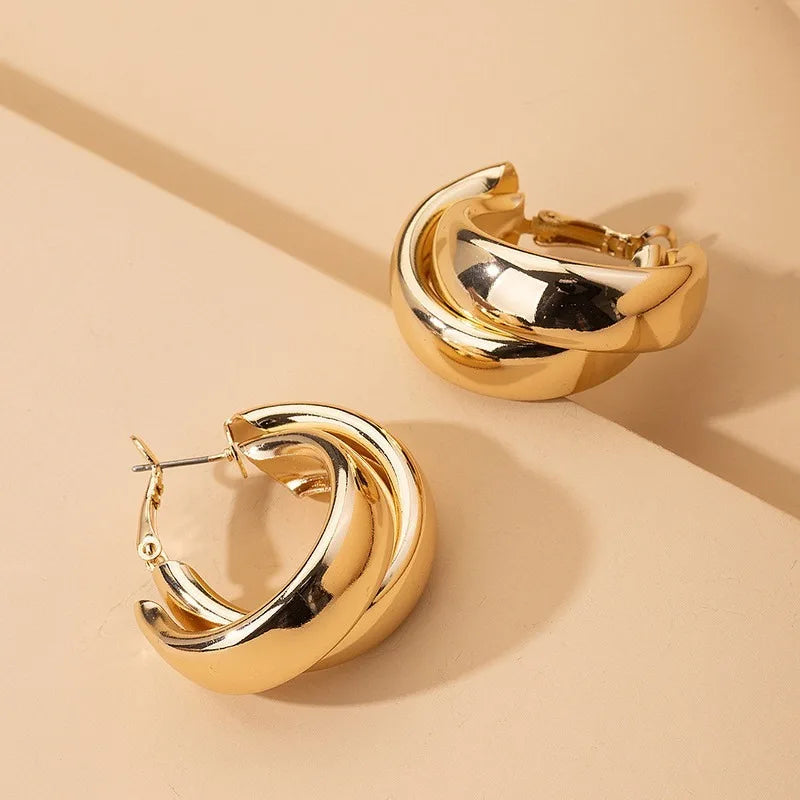 Bold Geometry Double Ring Hoops – Statement Earrings