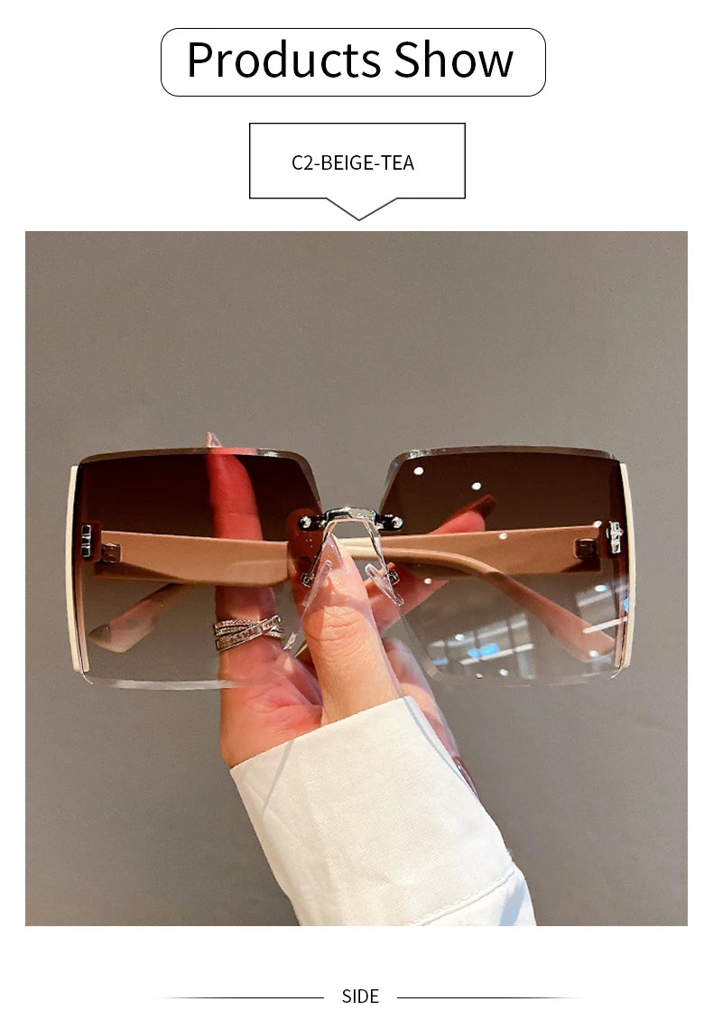 Square Frameless Retro Sunglasses – Bold, Lightweight Statement Shades