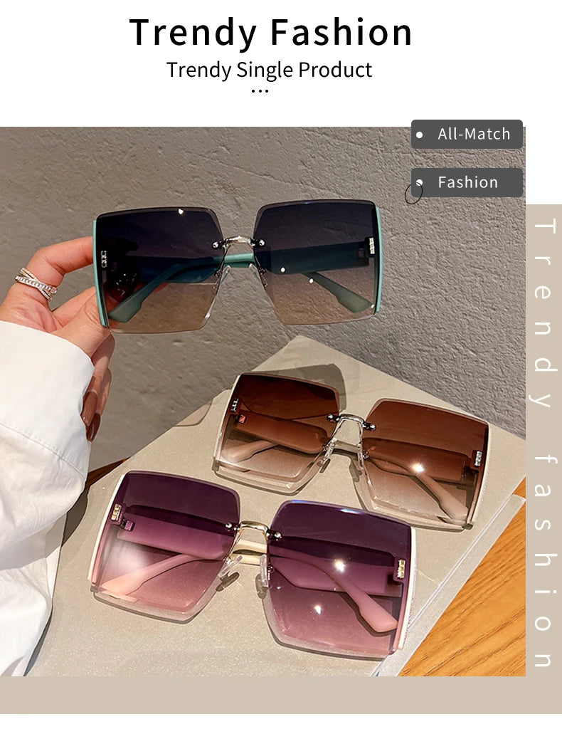 Square Frameless Retro Sunglasses – Bold, Lightweight Statement Shades