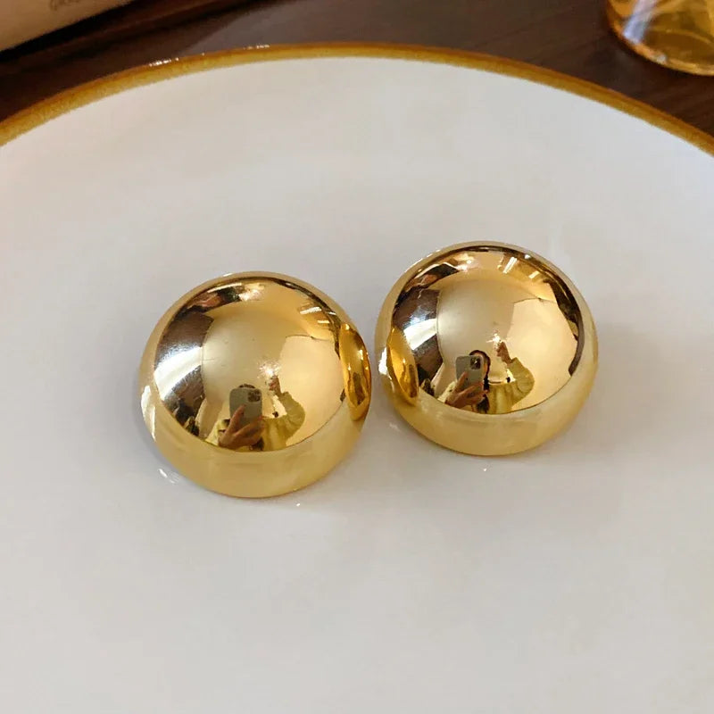 Oversized Geometric Ball Stud Earrings – Bold & Polished Elegance