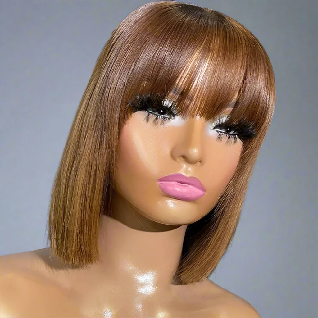 Bone Straight Human Hair Bob Wig