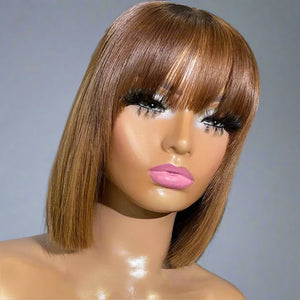 Bone Straight Human Hair Bob Wig