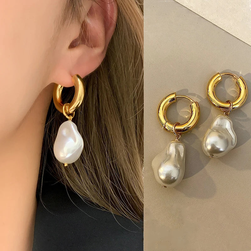 Gold & Pearl Drop Earrings – Timeless Elegance with a Modern Twist