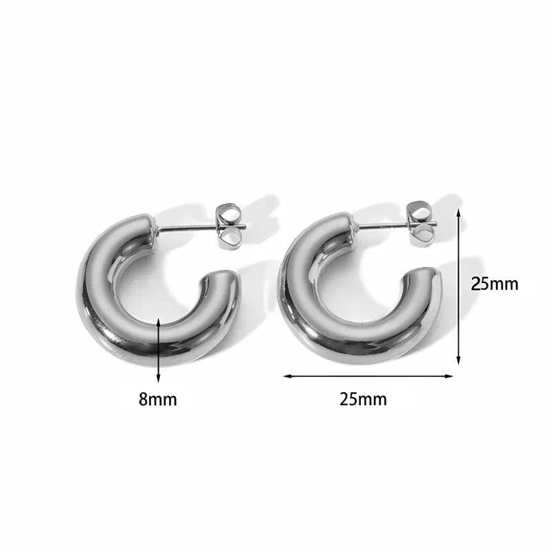 Chunky C-Shaped Earrings – Bold. Sculptural. Statement-Ready