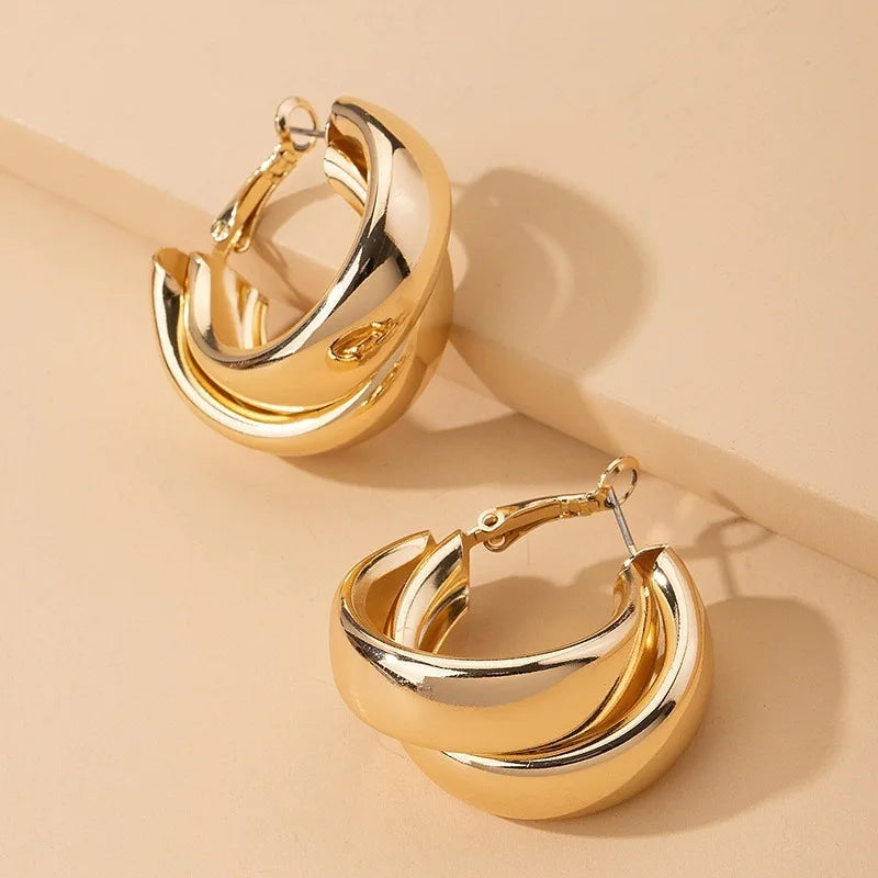 Bold Geometry Double Ring Hoops – Statement Earrings
