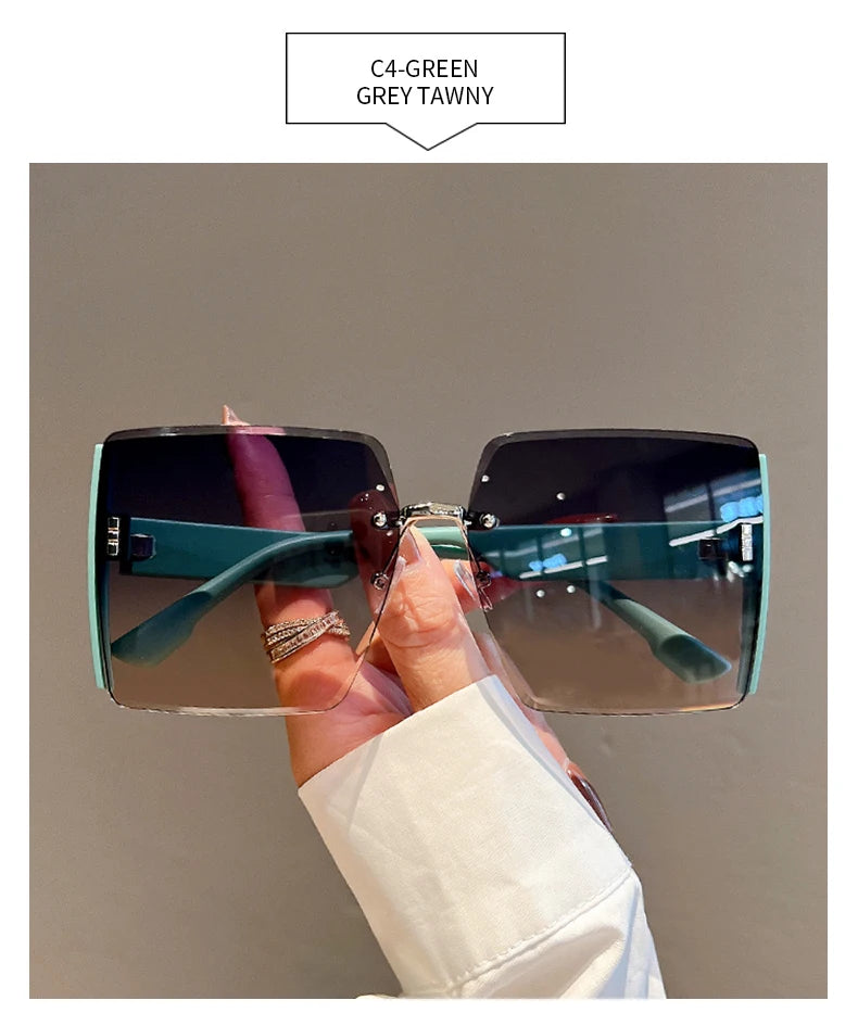 Square Frameless Retro Sunglasses – Bold, Lightweight Statement Shades