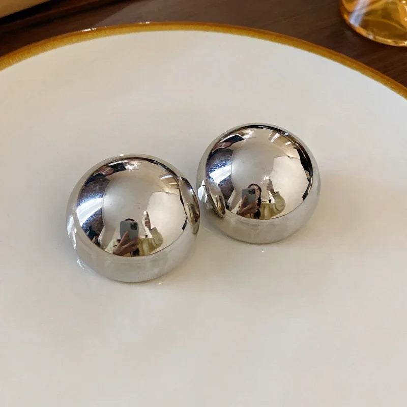 Oversized Geometric Ball Stud Earrings – Bold & Polished Elegance
