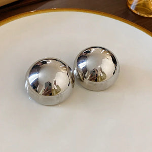 Oversized Geometric Ball Stud Earrings – Bold & Polished Elegance