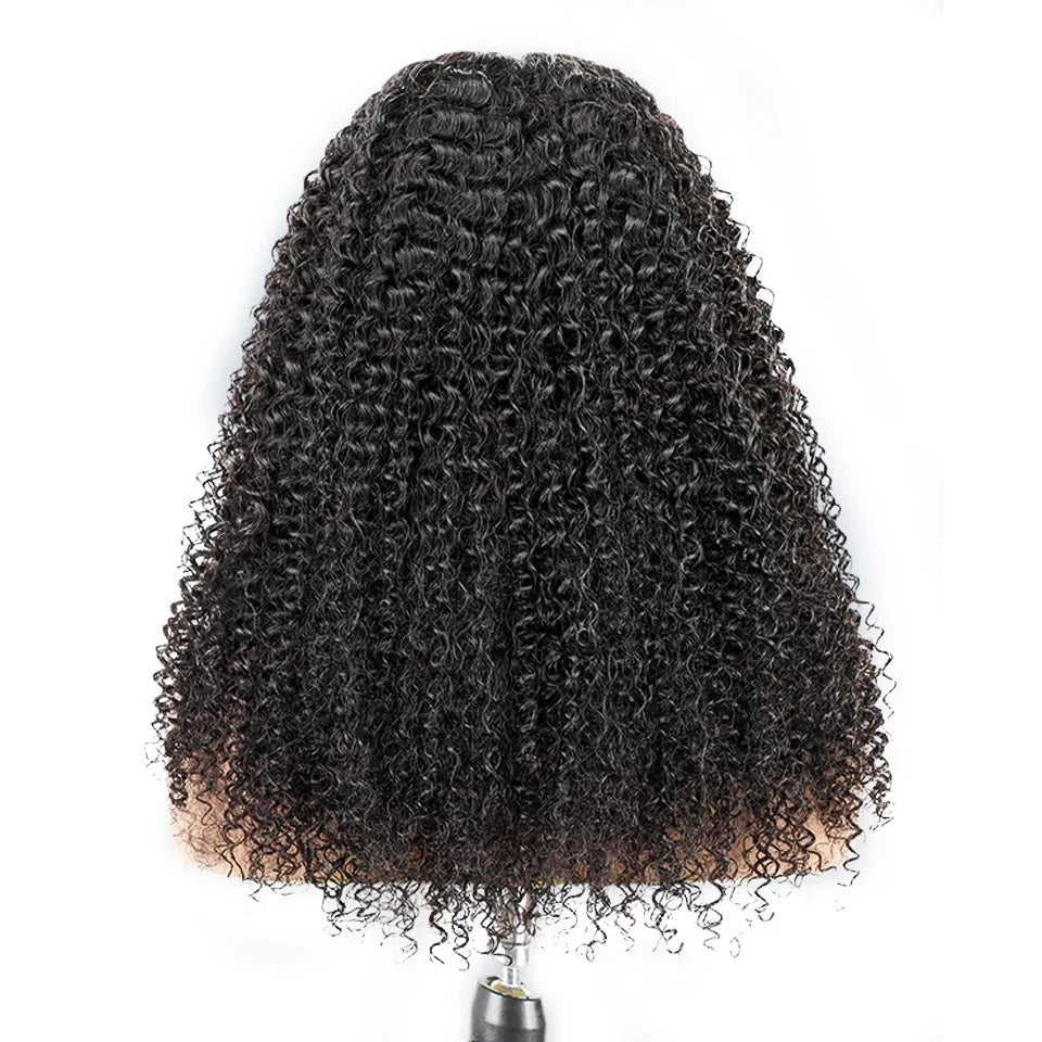 Wear And Go Glueless Preplucked Human Hair Kinky Curly Lace Wig. Prebleached Knots.