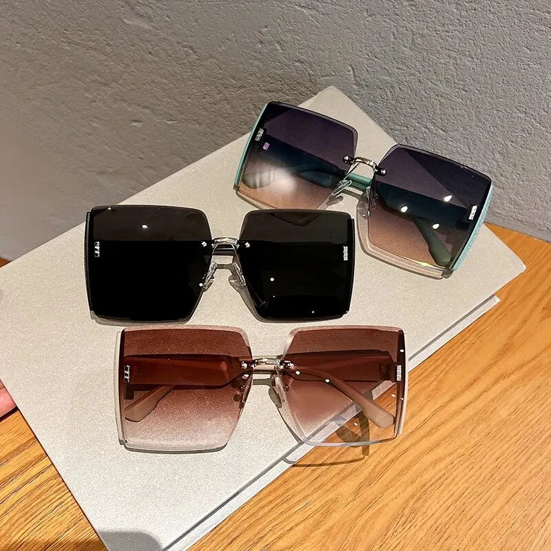 Square Frameless Retro Sunglasses – Bold, Lightweight Statement Shades