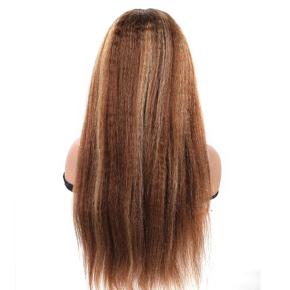 Wear Go Glueless Wig. Highlight 4/27 Brazilian Kinky Straight. 6x4 HD Lace Glueless Wig. Human Hair Ready To Wear Pre-Cut