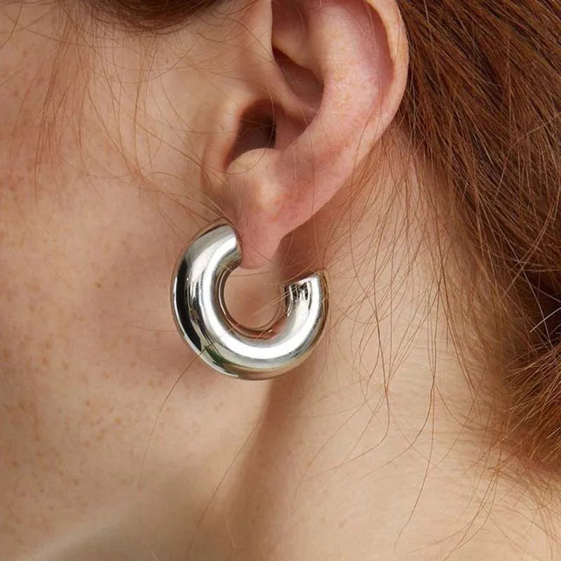 Chunky C-Shaped Earrings – Bold. Sculptural. Statement-Ready
