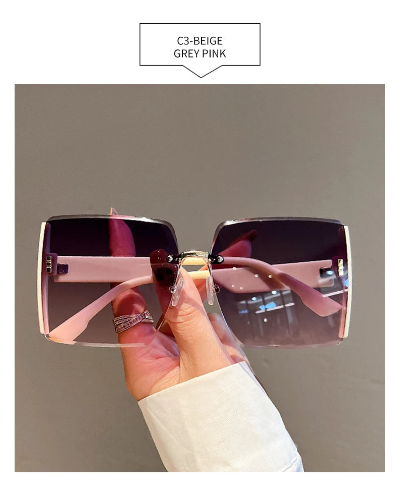 Square Frameless Retro Sunglasses – Bold, Lightweight Statement Shades