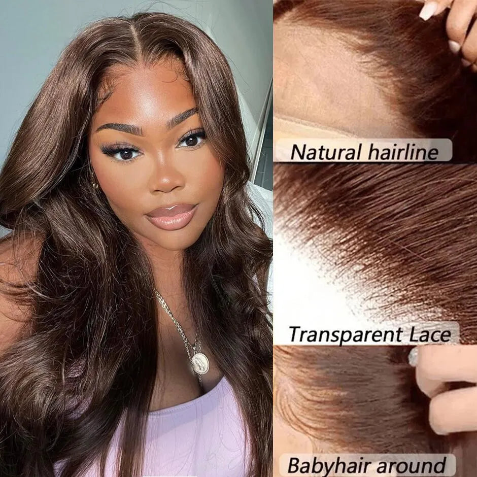 Chocolate Brown HD Lace Frontal Wig. Malaysia Straight Human Hair Wig. Colored Human Hair Wig 13x4 Lace Frontal Wig