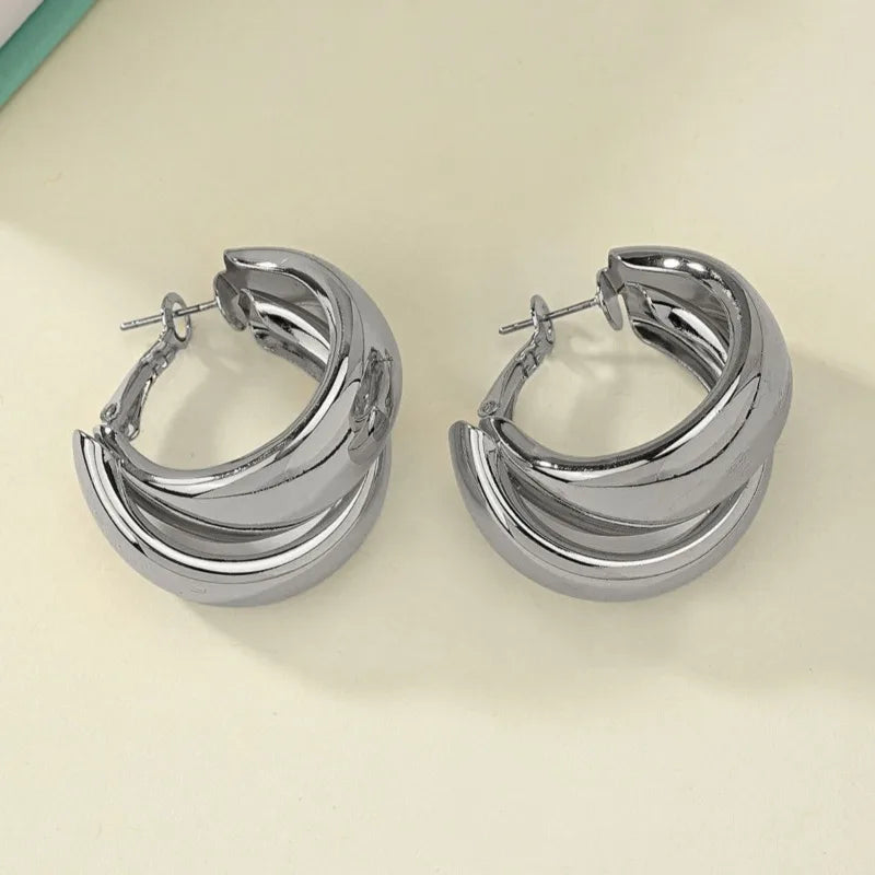 Bold Geometry Double Ring Hoops – Statement Earrings