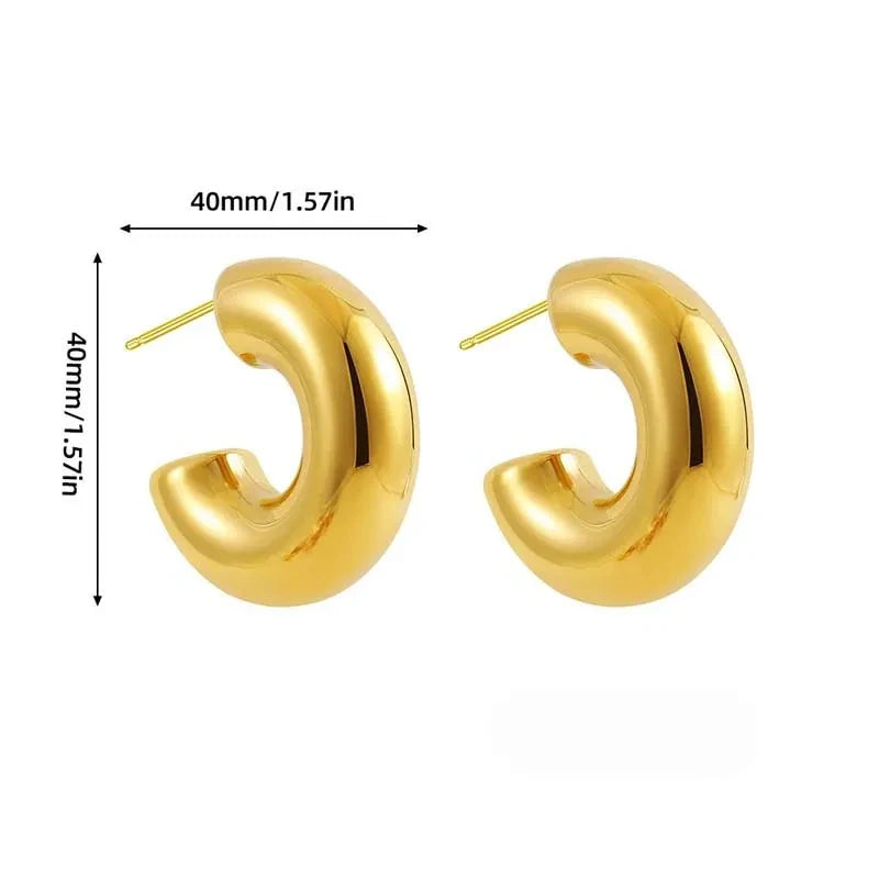 Chunky C-Shaped Earrings – Bold. Sculptural. Statement-Ready