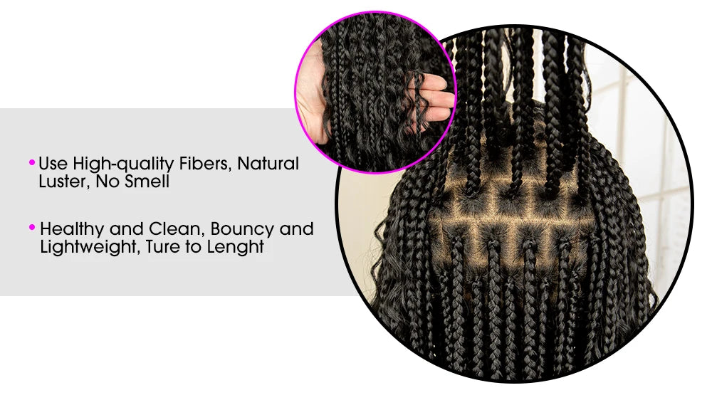 36 Inches Boho Braided Wigs with Baby Hair/Knotless Box Braid Wig