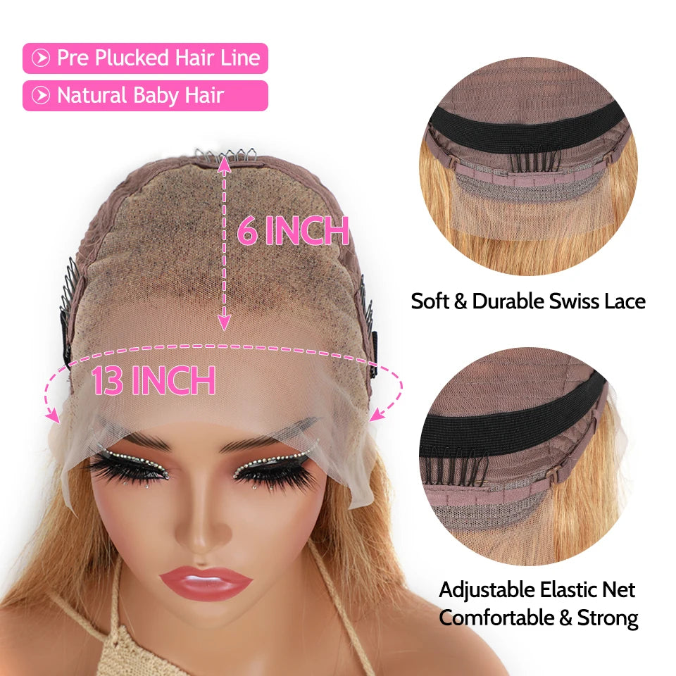Honey Blonde  Deep Wave Lace Front Wig