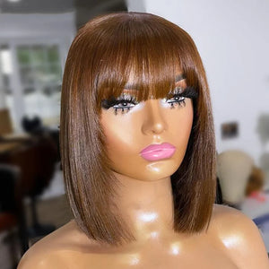 Bone Straight Human Hair Bob Wig