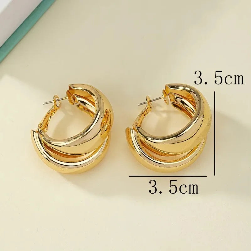 Bold Geometry Double Ring Hoops – Statement Earrings