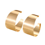 Load image into Gallery viewer, Large Gold-Plated Wide Hoop Earrings – Bold Shine, Timeless Edge
