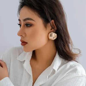 Oversized Geometric Ball Stud Earrings – Bold & Polished Elegance