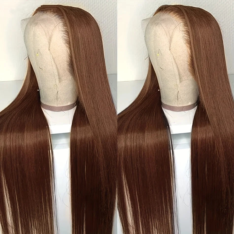 Chocolate Brown HD Lace Frontal Wig. Malaysia Straight Human Hair Wig. Colored Human Hair Wig 13x4 Lace Frontal Wig