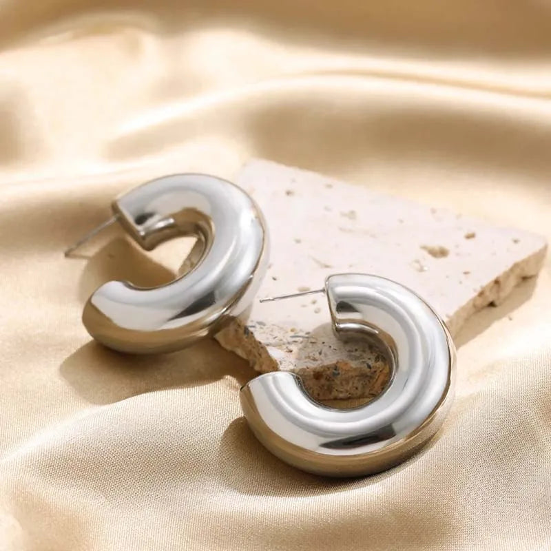 Chunky C-Shaped Earrings – Bold. Sculptural. Statement-Ready
