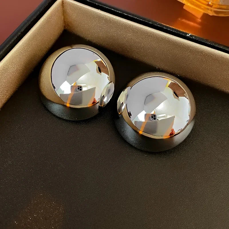 Oversized Geometric Ball Stud Earrings – Bold & Polished Elegance