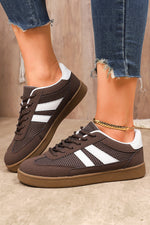 Load image into Gallery viewer, Coffee Breathable Mesh Leather Patchwork Lace-up Sneaker
