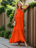 Load image into Gallery viewer, Ruffled Sleeveless Tiered Maxi Dress with Pockets – Effortless &amp; Chic
