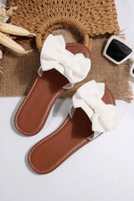 Load image into Gallery viewer, White Bow Decor Flat Slippers

